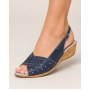 Sandale dama bleumarin din piele naturala cu talpa tip pana si bareta reglabila S30BL